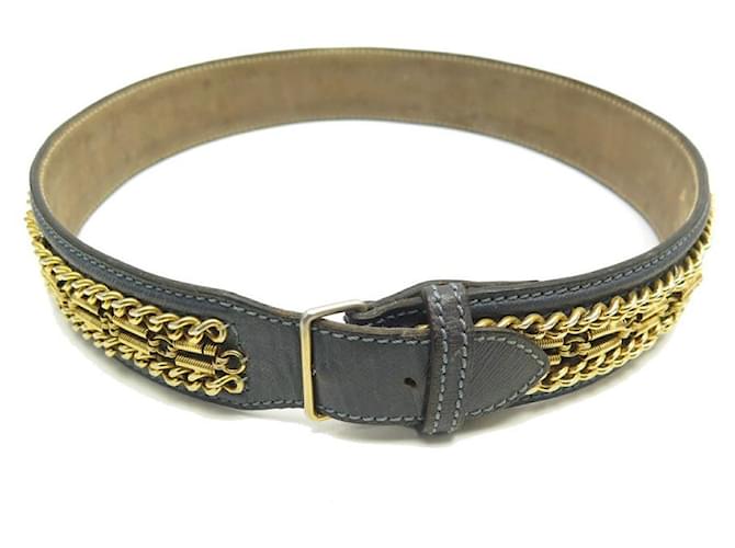 Alaïa ALAIA BELT WITH CHAINS AND LEATHER70 BLUE AND GOLD CHAINS AND LEATHER BELT  ref.1087472