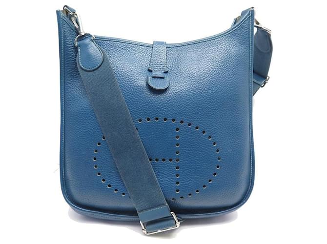 Hermès SAC A MAIN HERMES EVELYNE III 33 GM EN CUIR TOGO BLEU BLUE HAND BAG BOITE  ref.1087486