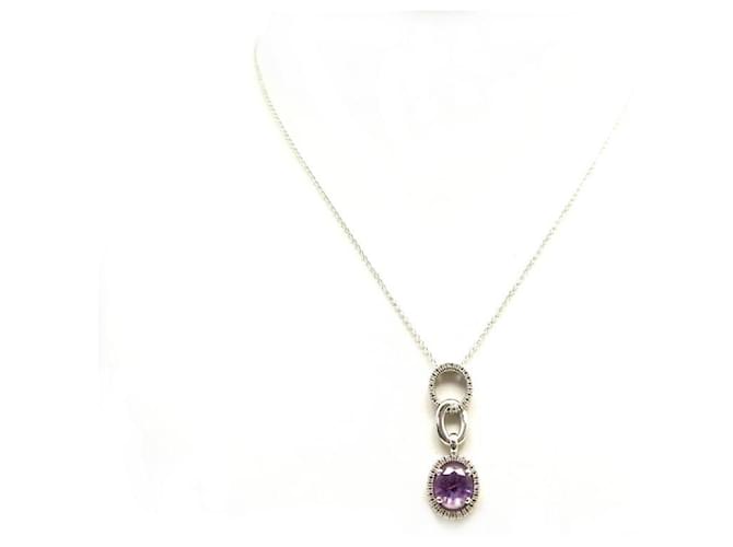 NEW MAUBOUSSIN NECKLACE REALLY YOU 42 CM IN AMETHYST WHITE GOLD AND DIAMONDS Silvery  ref.1087489