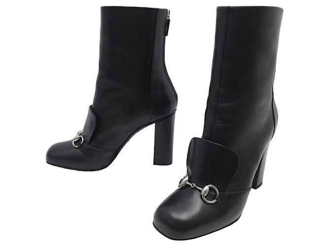 GUCCI BOOTS AND VAMP 363804 38.5Item 39.5FR BLACK LEATHER BLACK BOOTS  ref.1087500
