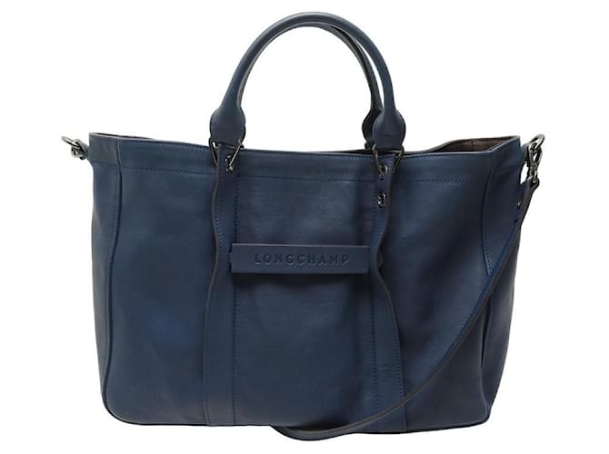 LONGCHAMP Handbag 3D MEDIUM L1285770729 BLUE LEATHER HAND BAG Navy blue  ref.1087558