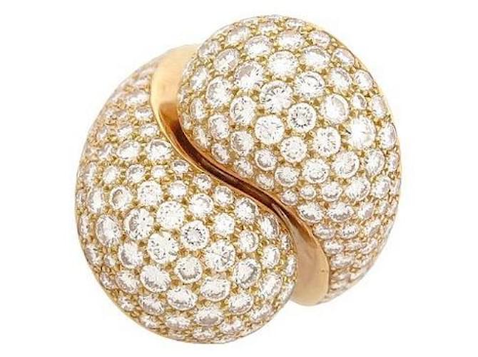VINTAGE CARTIER YING AND YANG PAVAGE RING 160 diamants 5.25CT T53 ct gold 18K RING Golden Yellow gold  ref.1087596