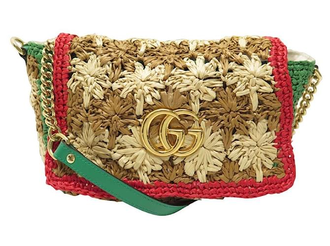 BORSA A MANO GUCCI GG MARMONT IN RAFIA FLOREALE 574433 TRACOLLA PER BORSA A MANO Multicolore Corda  ref.1087626