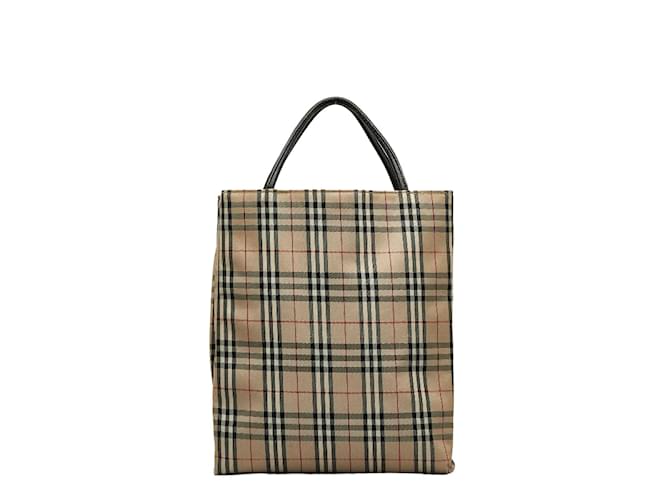 Burberry Nova Check Leather-Trimmed Tote Brown Cloth  ref.1087661