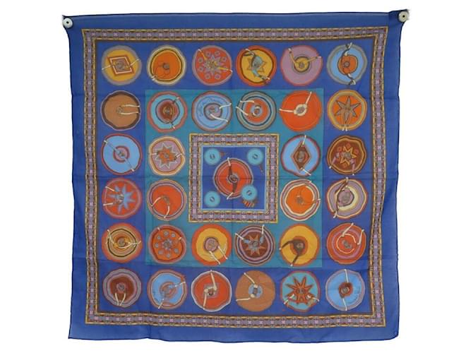 Hermès NEW HERMES BELLES OF MEXICO VIRGINIA JAMIN CARRE SCARF 65 COTTON SCARF Blue  ref.1087675
