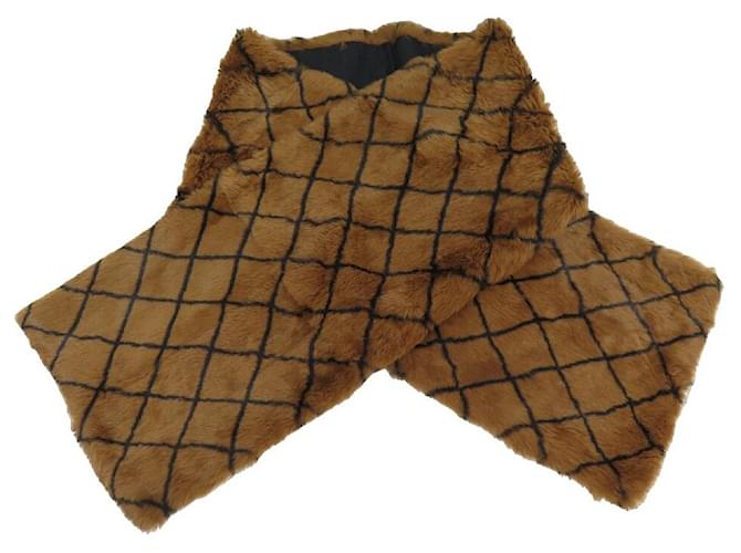 NEW CHANEL SCARF QUILTED RABBIT FUR PATTERN QUILTED RABBIT FUR SCARF Brown  ref.1087680