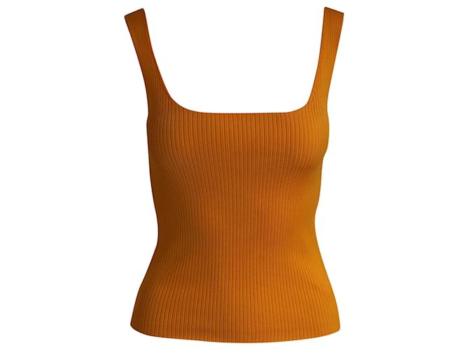Sandro Paris Ribbed Knit Tank Top in Orange Viscose Cellulose fibre  ref.1087704