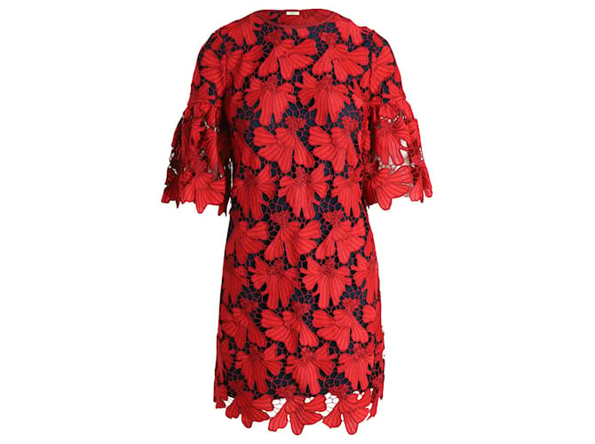 Tory Burch Mini-robe en dentelle Nicola en polyester rouge  ref.1087721