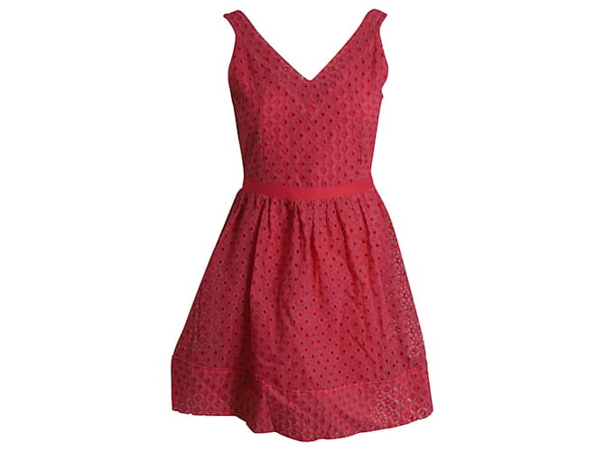 Maje Sleeveless Eyelet Mini Dress in Pink Cotton  ref.1087722