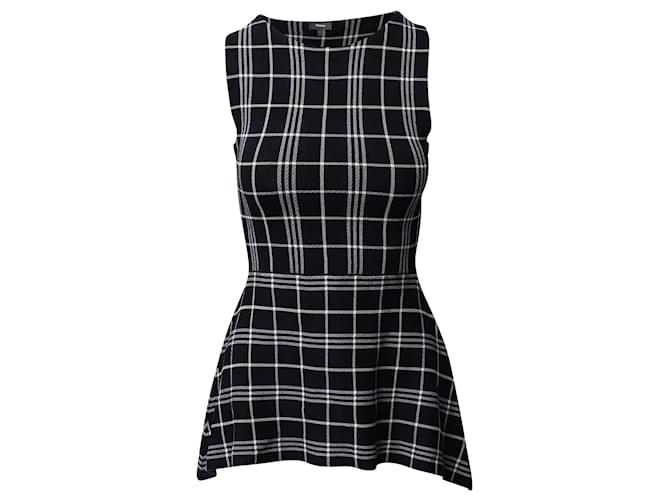 Theory Kalora Lustrate Plaid Peplum Blouse in Navy Blue Rayon Cellulose fibre  ref.1087732
