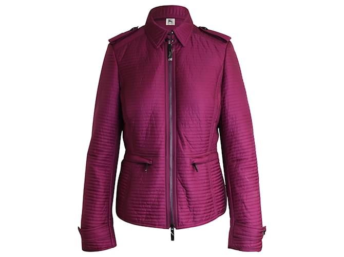 Burberry Quilted Zip Jacket in Magenta Nylon Purple  ref.1087749