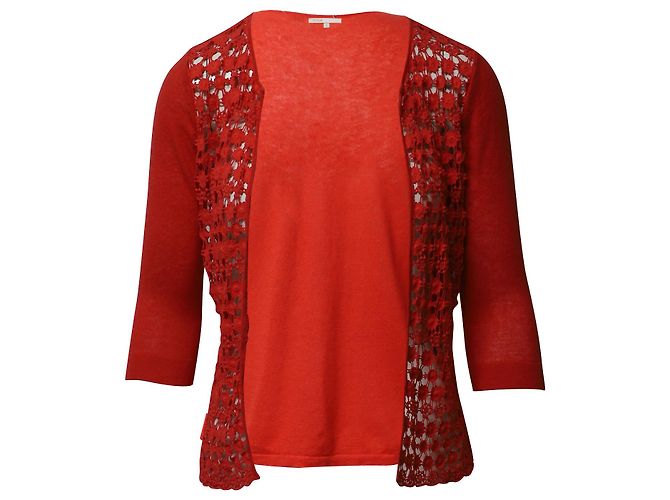 Cárdigan de ganchillo Maje de algodón rojo Roja