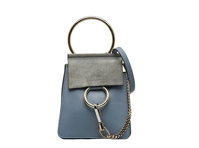 Chloé Suede Mini Faye Crossbody Bag Blue Leather  ref.1087770
