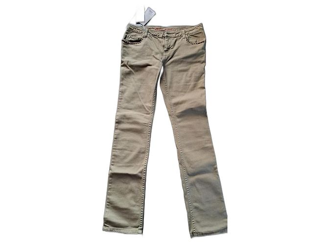 Vaqueros rectos Zadig & Voltaire kaki con tachuelas doradas Caqui