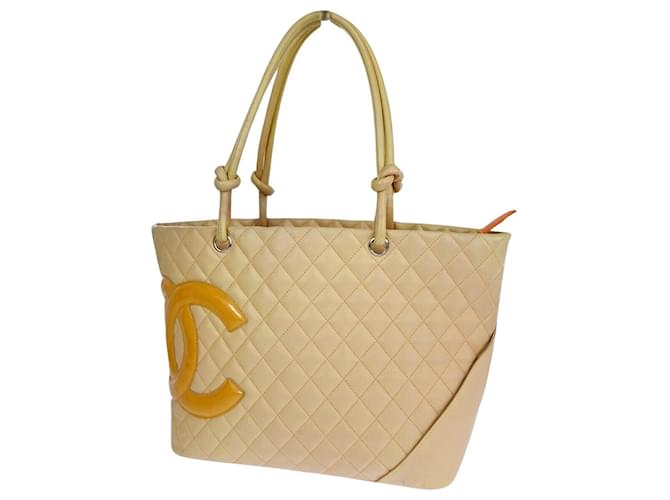 Chanel Cambon Beige Leather  ref.1087855
