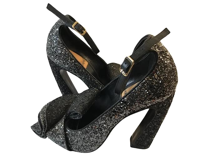 Autre Marque Kallisté glitter pumps Silvery Leather  ref.1087941