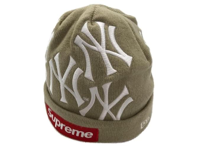 ***SUPREME × New Era (Supreme x New Era)  New Era Box Logo Beanie "Tan" Beige Acrylic  ref.1088362