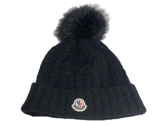 ***MONCLER (MONCLER)  bonnet à pompons Cachemire Laine Noir  ref.1088375