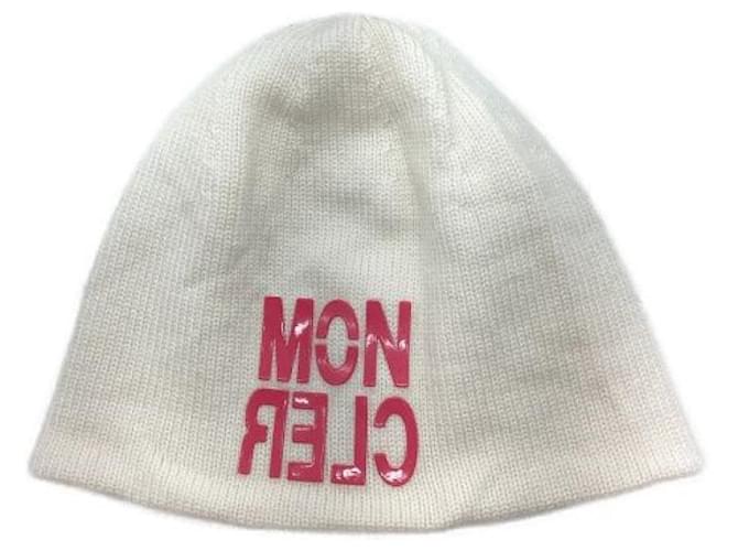 ***MONCLER (MONCLER)  bonnet tricoté Laine Rose Beige  ref.1088384