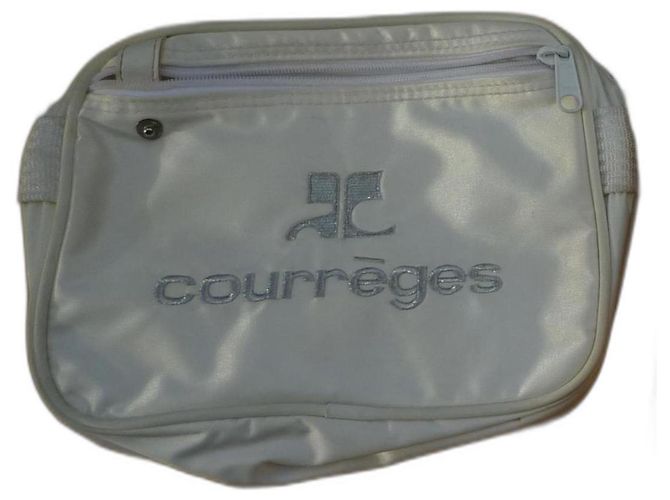 Bolsa pequena Courreges em cetim creme Branco
