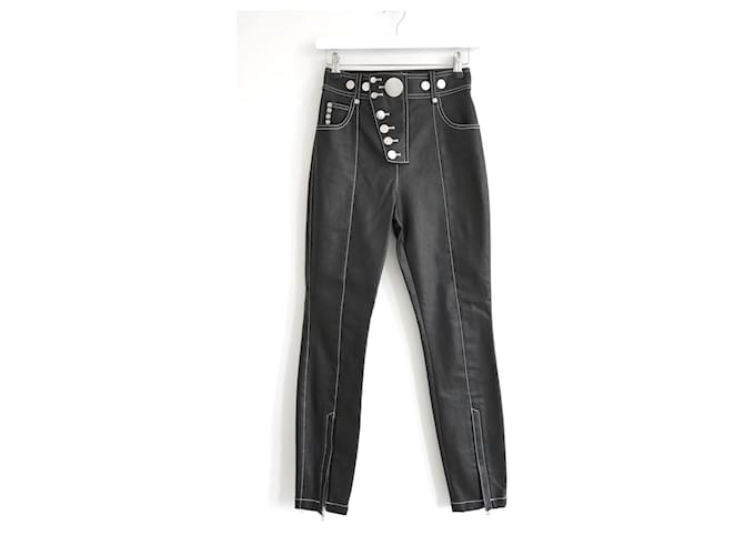 Alexander Wang snap front coated cotton pants Black  ref.1088434