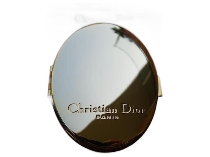 Vintage Christian Dior Taschenspiegel Weiß Metall  ref.1088439