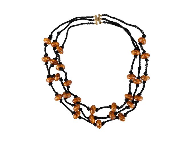 Autre Marque Collection Privée Collier superposé en corde et perles Orange