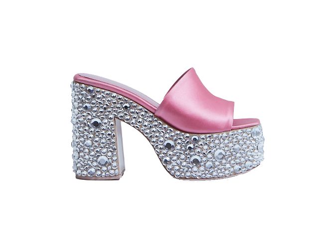 Autre Marque Haus of Honey Croco Crystal Mule Rosa