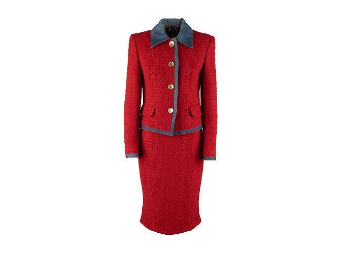 Conjunto Dolce & Gabbana Jeans e Lã Vermelho