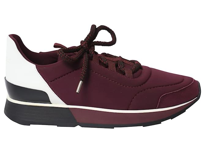 Hermès Sneakers basse Hermes Miles in tela marrone Rosso  ref.1088753