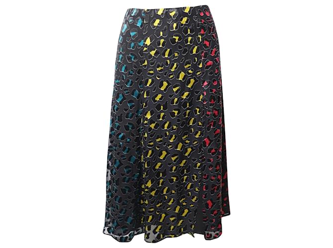 Alice + Olivia Janessa Rainbow Leopard Print Midi Skirt in Multicolor Viscose Multiple colors Cellulose fibre  ref.1088754