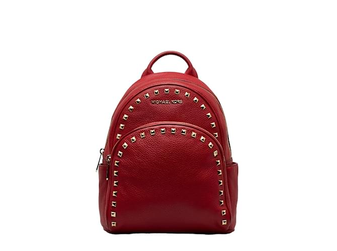 Michael Kors Leather Studded Abbey Backpack Red Pony-style calfskin  ref.1088806