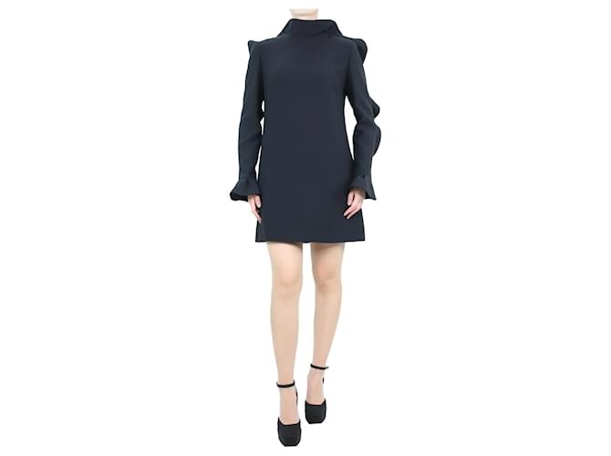Valentino Vestido negro con ribete de festones - talla IT 44 Lana  ref.1088857