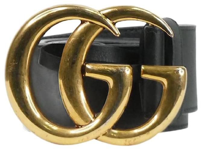 Gucci Cinto de couro preto com marca GG  ref.1088864