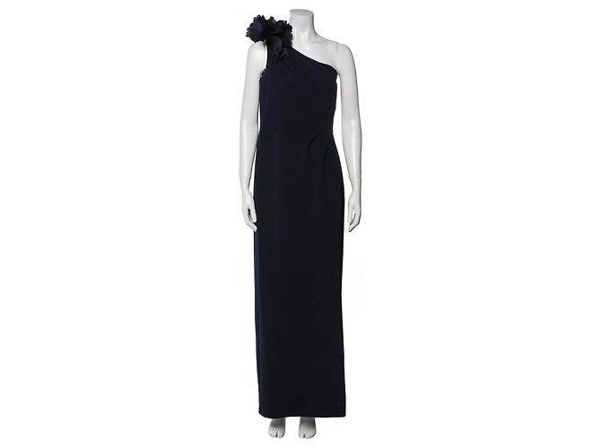 Marchesa Tintenblaues Abendkleid – einschultrig Dunkelblau