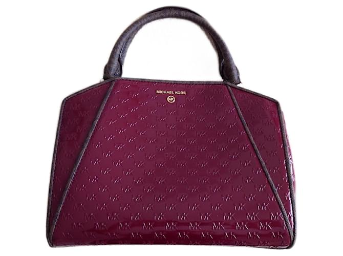 Michael Kors Cleo Berry handbag Dark red Leather Patent leather  ref.1088886
