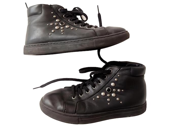 POLO Ralph Lauren high sneakers Black Leather  ref.1088888