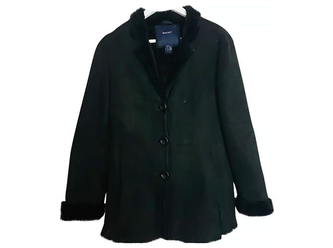 Autre Marque GANT Leder Mantel Schwarz