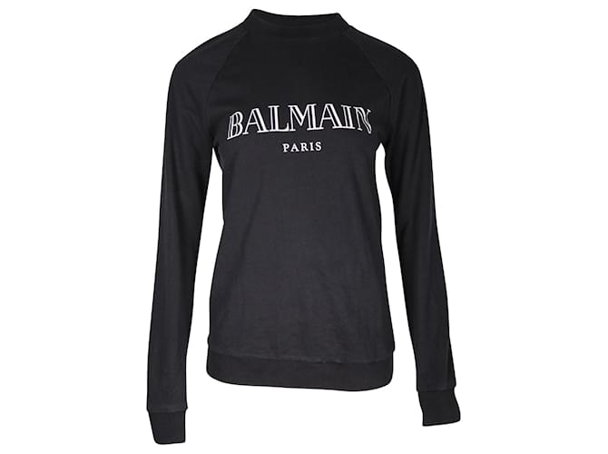 Balmain Logo Sweatshirt in Black Cotton  ref.1089223