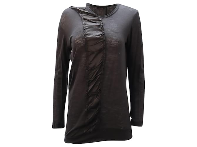 Y's by Yohji Yamamoto Top assimétrico de manga comprida em algodão preto  ref.1089225