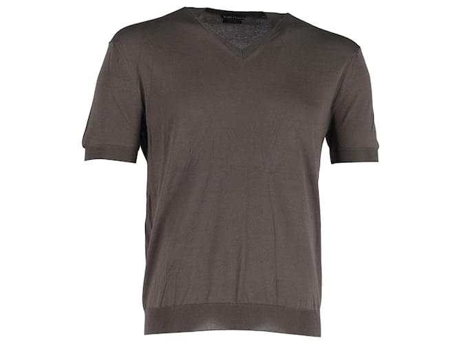 Tom Ford V-neck T-shirt in Brown Cotton  ref.1089235