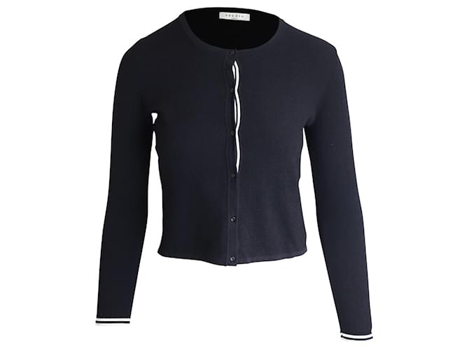 Sandro Paris Striped Trims Sweater in Black Viscose Cellulose fibre  ref.1089262