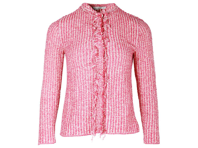 Prada Tweed Cardigan in Pink Cotton  ref.1089274