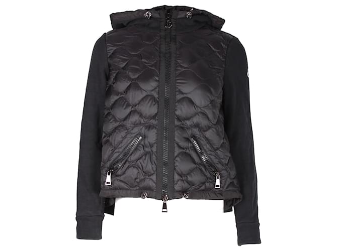 Moncler Hoodie Qulited Down Jacket in Black Nylon Polyamide  ref.1089276