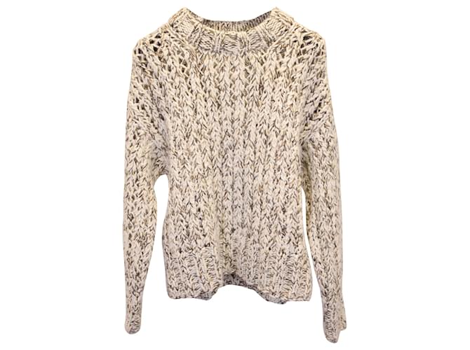 Theory Wo Handknit Marled Sweater in Ecru Wool White Cream  ref.1089294