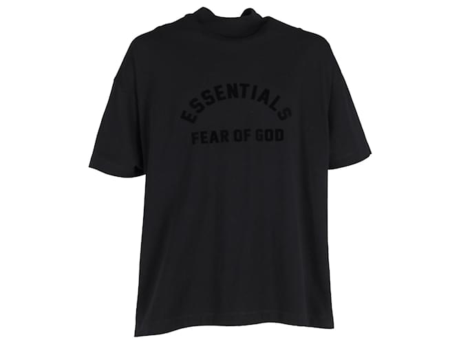 Camiseta con cuello simulado y logo Essentials de Fear of God en algodón negro  ref.1089303