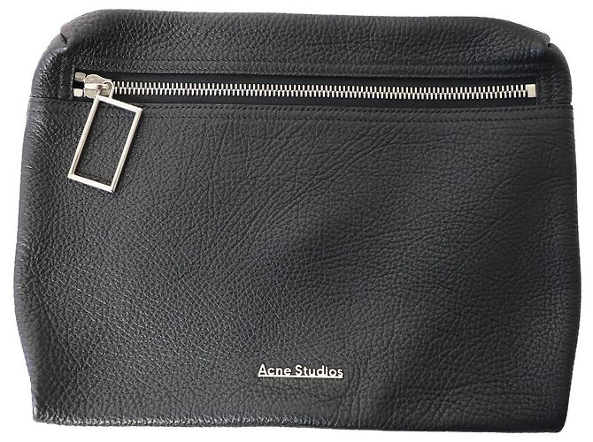 Bolsa Clutch Acne Studios em Couro Preto