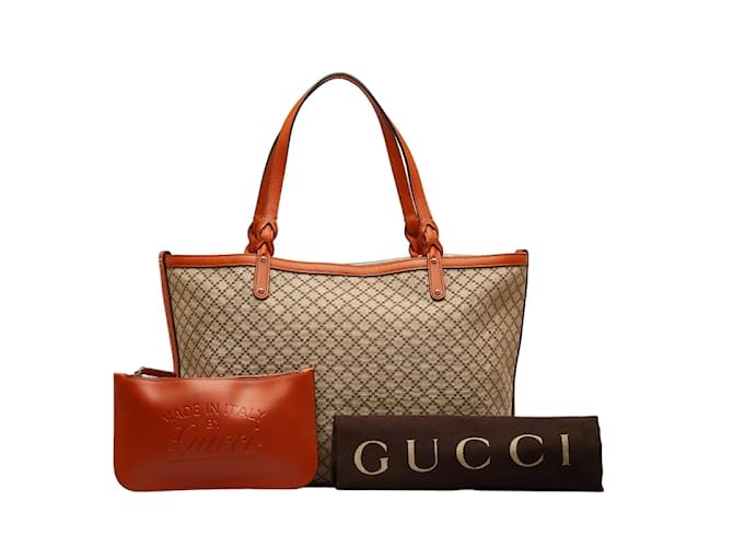 Gucci Diamante Canvas Craft Tote Bag 247209 Brown Cloth  ref.1089359