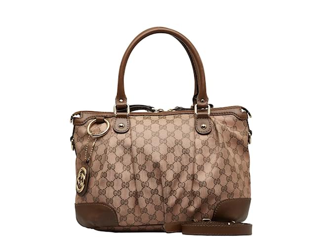 Gucci GG Canvas Sukey Handbag 247902 Brown Cloth  ref.1089371
