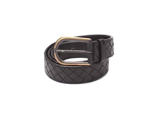 Bottega Veneta Intrecciato Buckle Belt Black Leather  ref.1089378